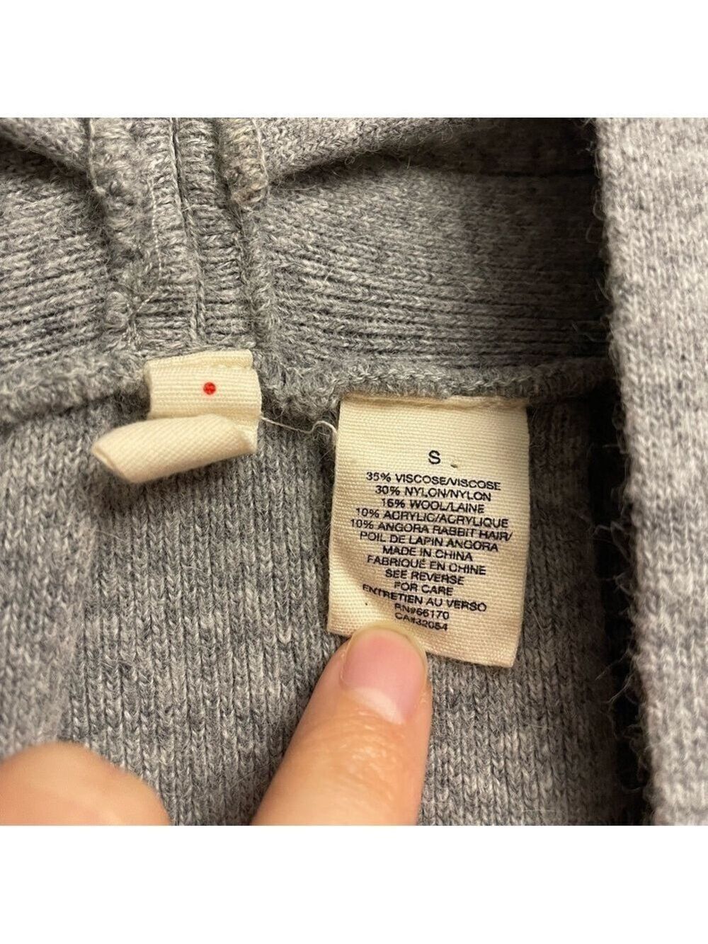 Anthropologie Moth Puckered and Pleated Cardigan Grey Small Angora Rabbit Wool - Picture 4 of 5